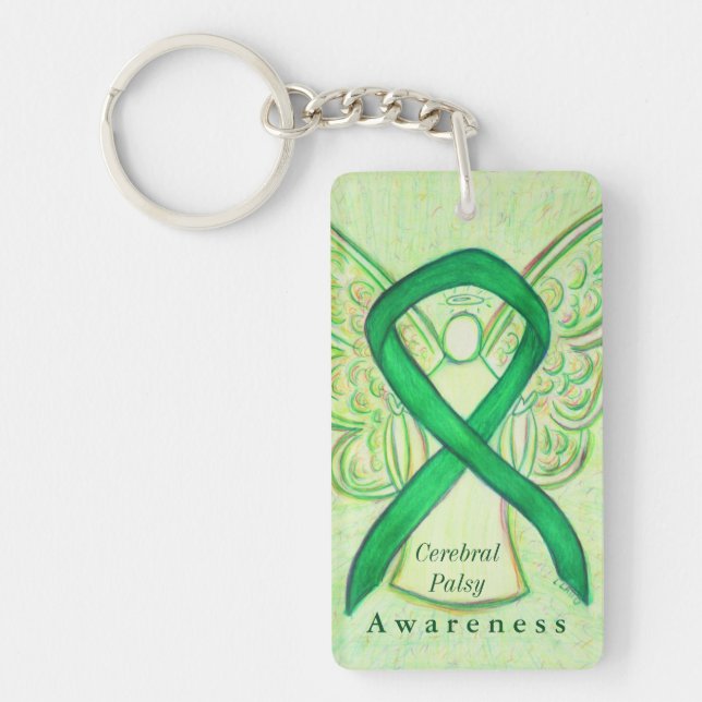 Cerebral Palsy Angel Awareness Ribbon Keychain (Framsidan)