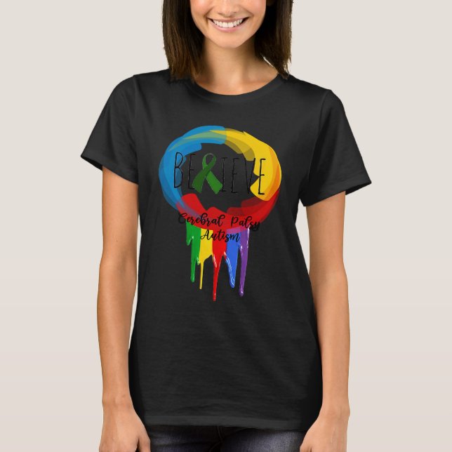 Cerebral Palsy Autism Awareness Dreamcatcher  colo T Shirt (Framsida)