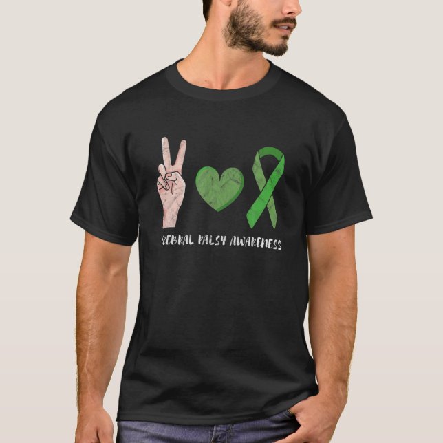 Cerebral Palsy Awareness Month Peace Kärlek Hope B T Shirt (Framsida)