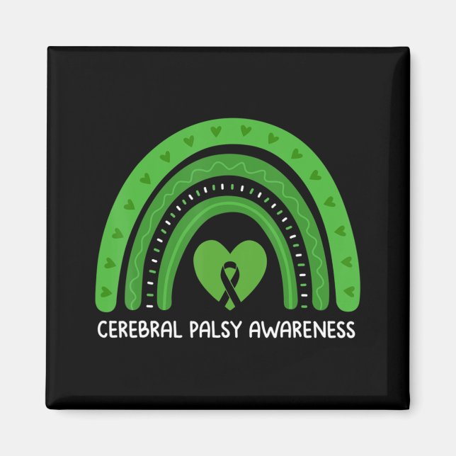 Cerebral Palsy Awareness Month Retro Rainbow Brain Magnet (Framsidan)