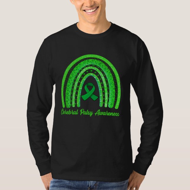 Cerebral Palsy Awareness Month Retro Rainbow Brain T Shirt (Framsida)