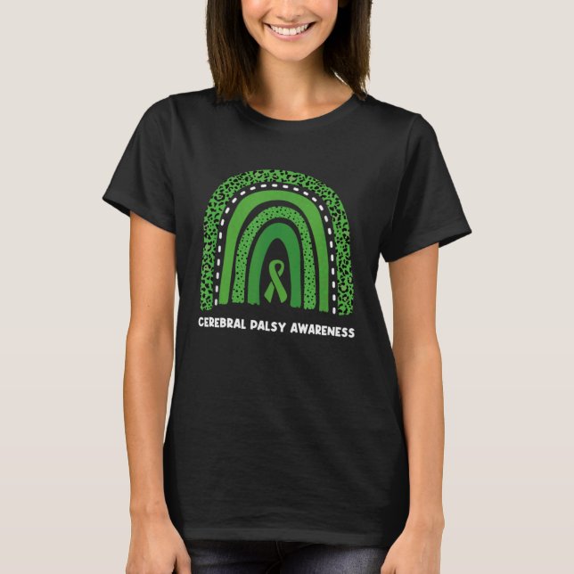 Cerebral Palsy Awareness Month Retro Rainbow Brain T Shirt (Framsida)