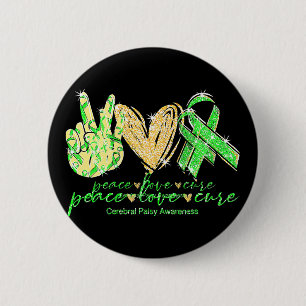 Cerebral Palsy Awareness Peace Kärlek Cure Costume Knapp