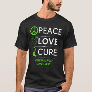 Cerebral Palsy Awareness Peace Kärlek Cure Grönt R T Shirt