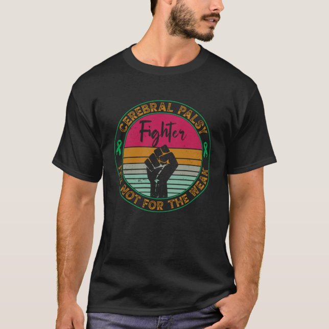 Cerebral Palsy Awareness Retro Fighter Warrior T Shirt (Framsida)