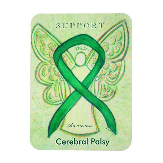 Cerebral Palsy Awareness Ribbon Angel Magnet Gifts (Vertikal)