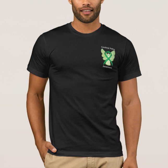 Cerebral Palsy Awareness Ribbon Angel Shirts Tee Shirt (Framsida)