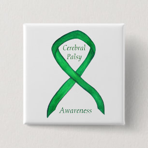 Cerebral Palsy Awareness Ribbon Anpassningsbar Art Knapp