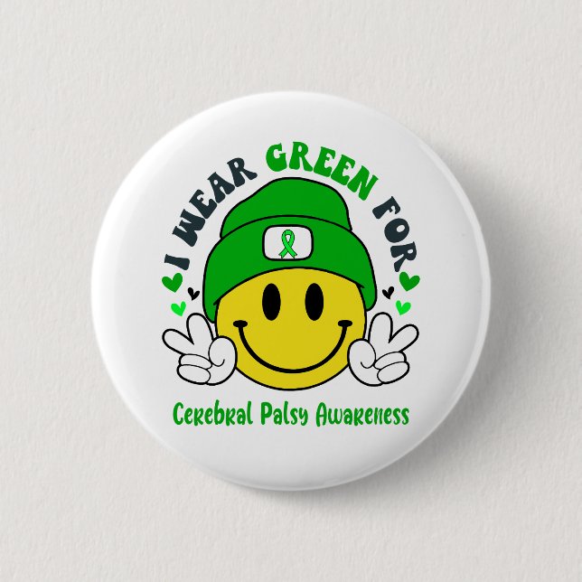 Cerebral Palsy Awareness Ribbon Support Gifts Knapp (Framsida)