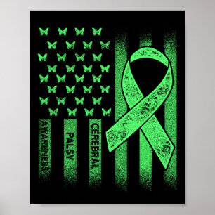 Cerebral Palsy Cp Awareness USA flagga Warrior Sur Poster