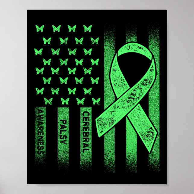 Cerebral Palsy Cp Awareness USA flagga Warrior Sur Poster (Framsidan)