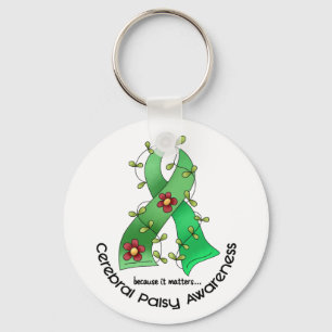 Cerebral Palsy FLOWER RIBBON 1 Nyckelring