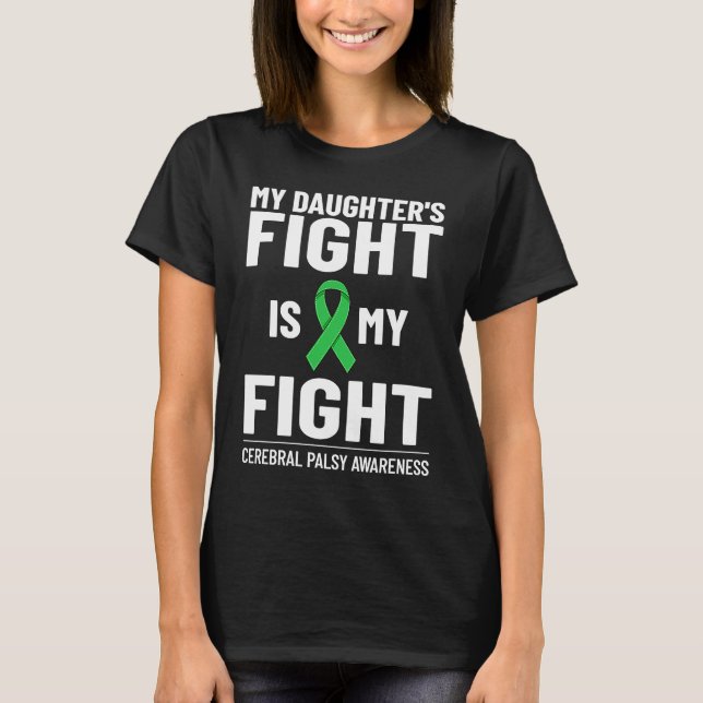 Cerebral Palsy Green Ribbon Brain Damage Awareness T Shirt (Framsida)