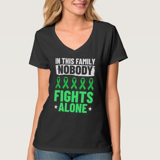 Cerebral Palsy Grönt Ribbon Brain Damage Awareness T Shirt (Framsida)