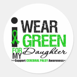 Cerebral Palsy ha på sig jag det gröna bandet för Runt Klistermärke