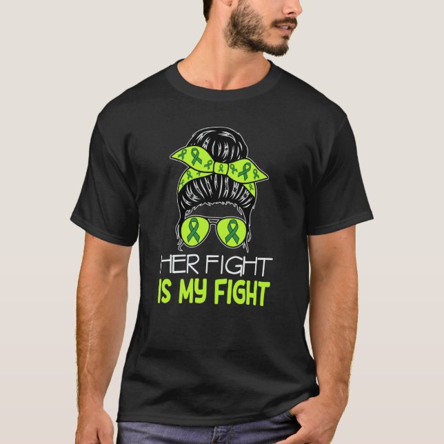 Cerebral Palsy Her Fight is My Fight Messy Bun CP  T Shirt (Framsida)