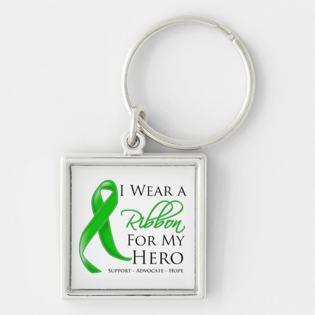 Cerebral Palsy I Bära ett band för min Hero Fyrkantig Silverfärgad Nyckelring (Framsidan)