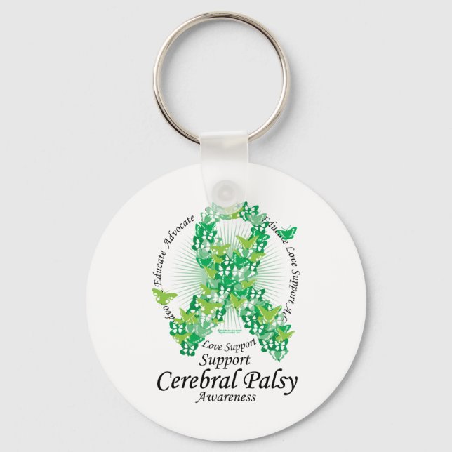 Cerebral Palsy Ribbon of Butterflies Nyckelring (Framsida)
