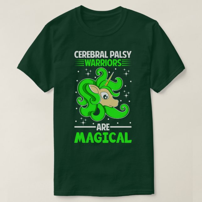 Cerebral Palsy Warriars är Magic Unicorn Älskare T Shirt (Design framsida)