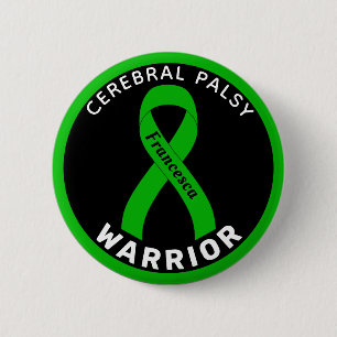 Cerebral Palsy Warrior Ribbon Black Button Knapp