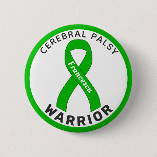 Cerebral Palsy Warrior Ribbon White Button Knapp