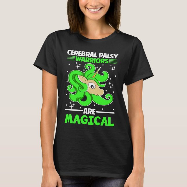 Cerebral Palsy Warriors Are Magical Unicorn T Shirt (Framsida)