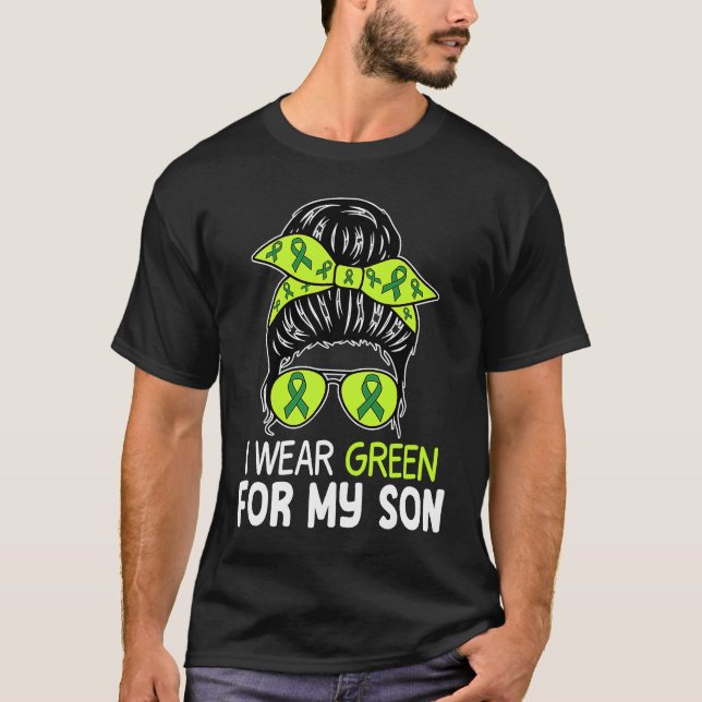 Cerebral Palsy Wear Green for Son Messy Bun CP for T Shirt (Framsida)