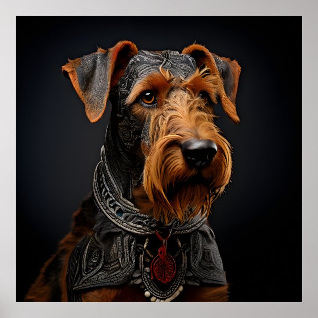 Ceremonial Airedale Terrier i Warrior Attire Poster (Framsidan)