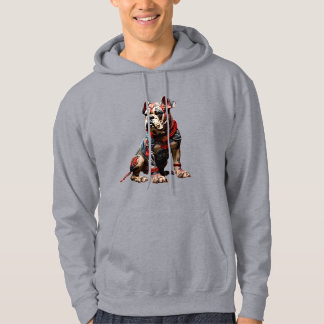 Ceremonial English Bulldog i Warrior Attire Hoodie (Framsida)