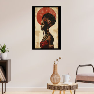 Ceremonial Goddess: Oljemålningen African Art Woma Poster