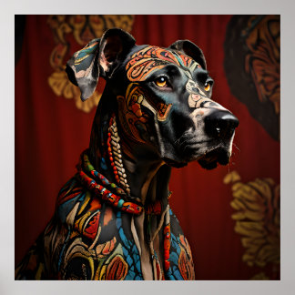 Ceremonial Great dane i Warrior Attire Poster