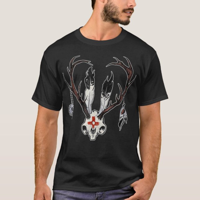 Ceremonial Jackalope Skull Cryptozoology T Shirt (Framsida)