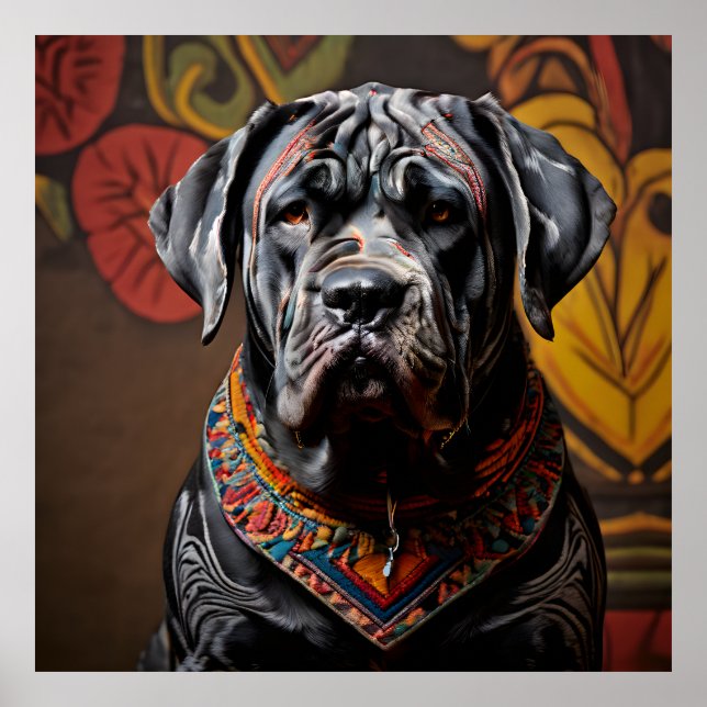 Ceremonial Neapolitan Mastiff i Warrior Attire Poster (Framsidan)