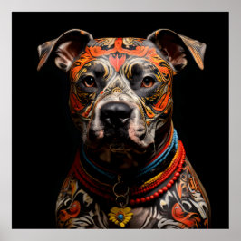Ceremonial Stafford Bull Terrier Warrior Poster