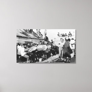 Ceremoniell eskimådans i Nome, Alaska Canvastryck