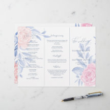 Ceremonin elegant Rosa ros Blue Minimalist Bröllop