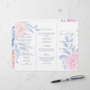 Ceremonin elegant Rosa ros Blue Minimalist Bröllop