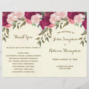 ceremonin för burgundisk rosa blommigt bröllop