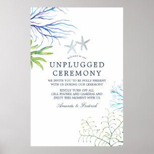 Ceremonin för Watercolor Beach Wedding utan pluggn Poster