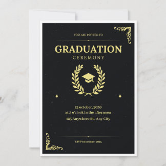Ceremonin i Black och Guld Studenten Inbjudningar