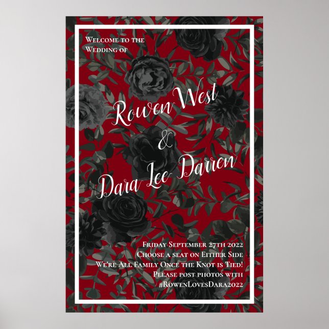 Ceremonin i Red and Black Ro Gothic Bröllop Poster (Framsidan)