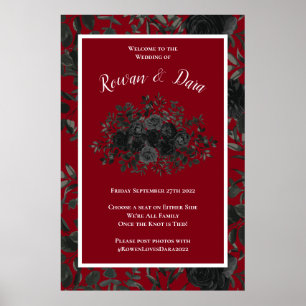 Ceremonin i Red and Black Ro Gothic Bröllop Poster