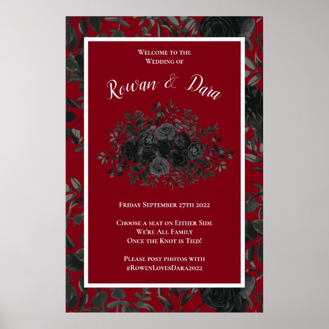 Ceremonin i Red and Black Ro Gothic Bröllop Poster (Framsidan)