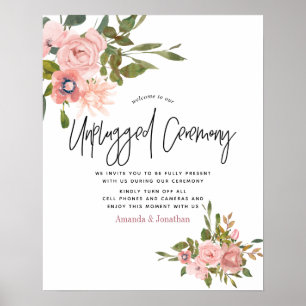 Ceremonin i Watercolor blommigt Bröllop Unplugged Poster