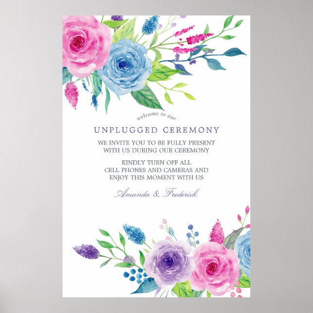Ceremonin med ultraviolett Mix Blommigt Bröllop-pl Poster (Framsidan)