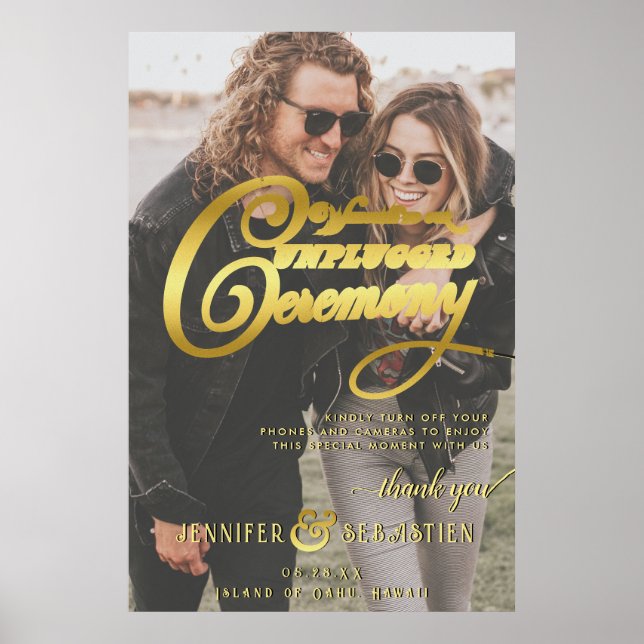 Ceremonin Photo Bröllop i nautisk beach utan nätan Poster (Framsidan)