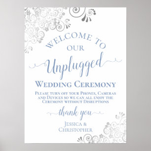 Ceremonin silver Snöre Dusty Blue Unplugged Bröllo Poster