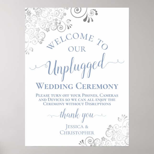 Ceremonin silver Snöre Dusty Blue Unplugged Bröllo Poster (Framsidan)