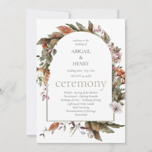 Ceremoniseprogram för hösten Romantik Blommigt Brö Inbjudningar