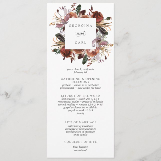 Ceremoniseringsprogrammet Butterum & Plum Bröllop Program (Framsida)